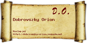 Dobrovszky Orion névjegykártya
